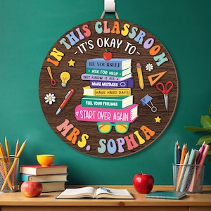 Personalized 3D Teacher Door Hanger, Custom Teacher Doorsign 3D, Teacher Appreciation Gift, Teacher Door Hanger, Teacher Welcome Sign