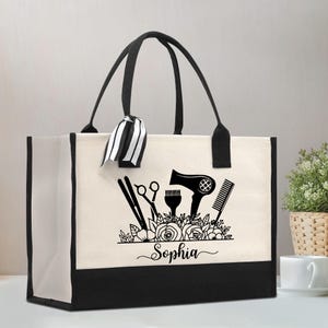 Personalized Hair Stylist Custom Tote Bag, Hairdresser Tote Bag, Hairstylist Gift, Hairdresser Gift, Beautician Canvas Bag, Cosmetology Gift