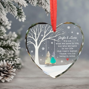 Custom 2D Flat Custom vriendschap zeeglas ornament decor kerstcadeau, kerstboom decor voor beste vrienden, tijdloos vriendschapscadeau