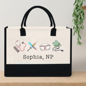 Nurse Practitioner Tote Bag, Stethoscope Nurse Practitioner Personalized Tote Bag, Nurse Practitioner Graduation Gift, Nurses Week Gift