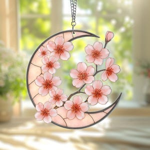Cherry Blossom Acrylic Suncatcher Hanging, Sakura Flower Suncatcher, Cherry Blossom Lover Gift, Spring Floral, Gift for Mom, Gift For Her