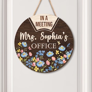 Personalized Back To School Teacher Gift, Custom Rotating Teacher Name Sign, Spinning Teacher Hanging Sign, Private Office Welcome Door Sign