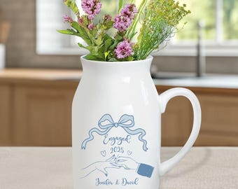 Jarrón de cerámica personalizado para parejas comprometidas, regalo de compromiso, regalo de aniversario para esposa, regalo de pareja, regalo de boda para novia.