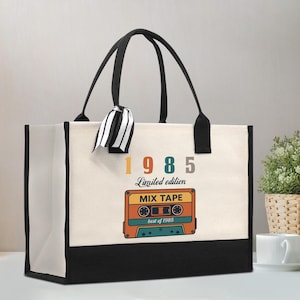 40th Birthday 1985 Tote Bag 40th Birthday Gifts 40th Birthday Party Bulk Gifts Birthday Tote Bag Retro Shoulder Bag Custom Birthday Gifts