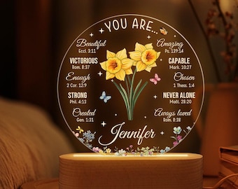 Luz de noche LED con versículo bíblico personalizado "Eres tú", regalo personalizado con versículo bíblico favorito, decoración cristiana para el hogar, decoración basada en la fe, regalos religiosos