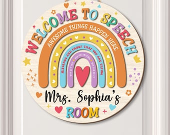 Welcome To Speech Door Sign, Speech Therapy Sign, Speech Language Teacher Gift, SLP Gifts, Classroom Decor Sign, Speech Therapy Room Decor