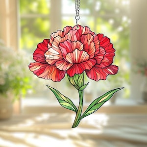 Birth Flower With Name Suncatcher Ornament, Birth Month Flower Acrylic Window Hanging, Birth Flower Memorial Gift, Mothers Day Gift For Mom