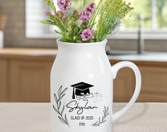 Personalized Graduation Flower Vase,College University High School Graduation Gift,Keepsake For Graduating,Masters Degree Gift,Class Of 2025