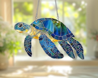 Schildkröte Acryl Fensterbehang Suncatcher, Schildkröte Suncatcher, Schildkröte Fensterbehang, Schildkröte Ornament, Schildkröte Liebhaber Strand Liebhaber Geschenk