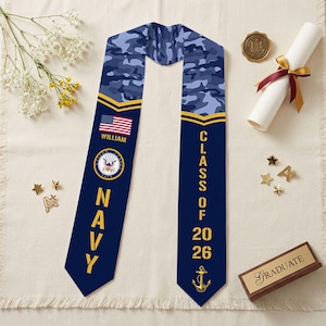 Personalisierte Navy veteran Stola, Benutzerdefinierte US Navy Tribut Abschlussfeier, Geschenk zum Gedenktag, Vaterländisches Geschenk für Marineveteranen
