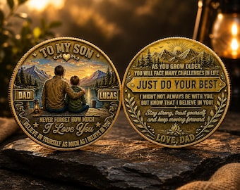 Personalized To My Son/Daughter Challenge Coin, Custom Name Gift from Dad, Inspirational Coin for Son,Father to Son Gift,Graduation Keepsake