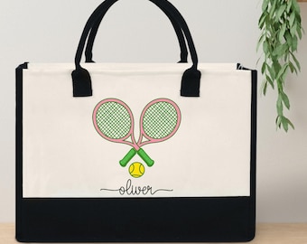 Custom Tennis Tote Bag, Personalized Tennis Player Gift Bag, Tennis Team Bag, Tennis Lover Gift, Tennis Gifts, Tennis Coach Gift, Tennis Bag