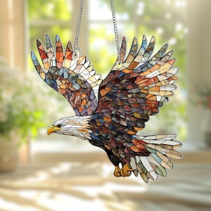 Eagle Acrylic Suncatcher Hanging Sign, Bald Eagle Window Hanging, Eagle Home Decor, Patriotic Eagle Suncatcher, Nation Pride, Wall Hanging