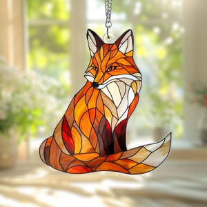Fox acryl raam opknoping, Fox Home decor Fox cadeau, decoratie kunst aan de muur, decoratie Fox minnaar cadeau moeder cadeau Fox teken kunst, platte 2D Suncatcher