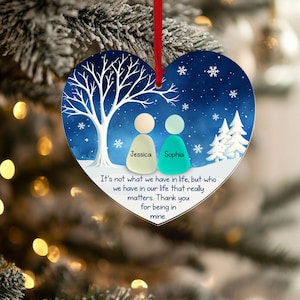 Aangepaste vriendschap echt zeeglas 2D plat acrylornament, cadeau voor vriend, kerstboomdecoratie uniek cadeau, tijdloze vriendschap kerst