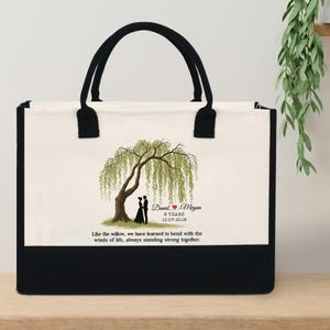 9th Anniversary Willow Tree Gift, 9 Year Anniversary Willow Tote Bag Custom, Willow Tree 9 Year Anniversary, Anniversary Gifts,Couples Gifts
