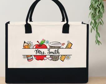 Custom Teacher Tote Bag, Personalized Teacher Bag, Teacher Bag, Teacher Appreciation Gifts, Teacher Bags, Teacher Gift, Gifts for Teachers