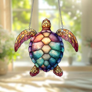 Sea Turtle Acrylic Window Hanging Suncatcher, Turtle Suncatcher, Turtle Window Hanging, Turtle Ornament, Turtle Lovers Beach Lovers Gift