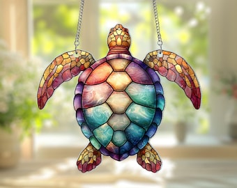 Schildkröte Acryl Fensterbehang Suncatcher, Schildkröte Suncatcher, Schildkröte Fensterbehang, Schildkröte Ornament, Schildkröte Liebhaber Strand Liebhaber Geschenk