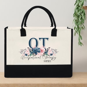 Personalized Occupational Therapy Tote Bag, Custom Name Occupational Therapist Gift, OT Gift, COTA Gift, Speech Therapy Canvas Tote Bag