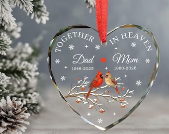 Adorno navideño conmemorativo de cardenal, Adorno navideño personalizado de cardenal rojo, Navidad en el cielo, Regalo de condolencia por la pérdida de mamá o papá, Regalo de recuerdo