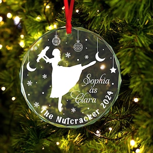 Personalized Clara Nutcracker Glass Christmas Ornament, Nutcracker Clara Ballet Custom Ballerina Gift Personalized Nutcracker Christmas Gift