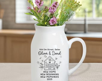 Personalised New Home Gift, Flower Vase for New Home Occasion, Housewarming Gift For Couples, Moving In Gift for Friend,New Home Owners Gift