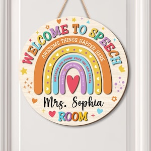 Welcome To Speech Door Sign, Speech Therapy Sign, Speech Language Teacher Gift, SLP Gifts, Classroom Decor Sign, Speech Therapy Room Decor