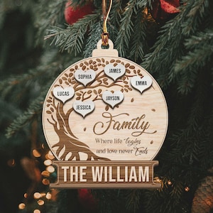 Personalized Family Tree Ornament, Family Christmas Ornaments, Family Christmas Gift, Gift for Family, Family Ornament 2024, Christmas Gift