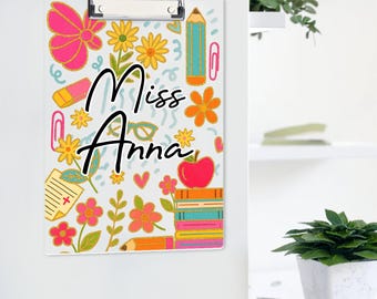 Teacher Personalized Gifts, Custom Clipboard with Teacher Name, School Teacher Name Clipboard, Teacher Appreciation Gifts, Back to School