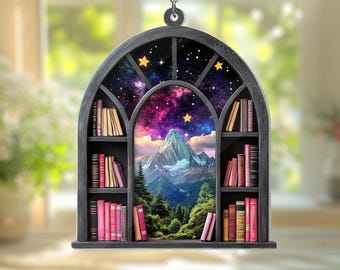 Night Court Ornament, Fantasy Book Reader Gift, Night Court Acrylic Window Hanging, Night Court Mini Bookshelf, Book Lover Gift