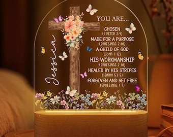 Luz de noche LED con versículo bíblico personalizado "Eres tú", regalo personalizado con versículo bíblico favorito, decoración cristiana para el hogar, decoración basada en la fe, regalos religiosos