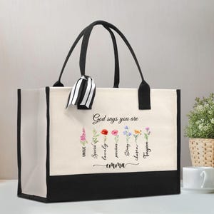 God Say You Are Unique Special Lovely Personalized Name Religious Cotton Canvas Tote Bag For Women Custom Religious Gifts Church Tote Bag
