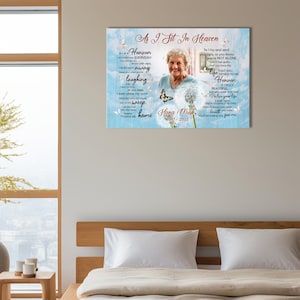 As I Sit In Heaven Poster Canvas Wall Art Personalized Memorial Gifts, Loss of Grandma, Sympathy Gifts, Loss of Loved One Wall Hangings
