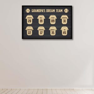 Daddys Dream Team Print, Baseball Family Gifts, Dad Birthday Gifts, Custom Kids Names Baseball Sports Poster Canvas Wall Art for Fathers day