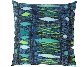 Vintage Tibor Reich Cushion Fabric Rosebank "Belmont" Blue Green Abstract Pillow