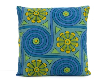 Vintage  60s/70s Psychedelic Cushion Cover - “Volute” by Warner Fabrics Flower Power Spirals