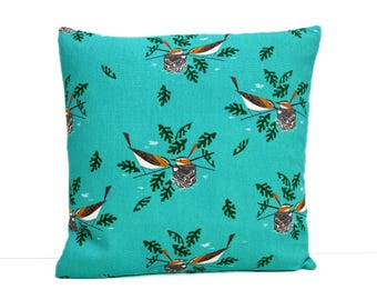 Housse de coussin Nids d'oiseaux Charley Harper Viréo aux yeux rouges