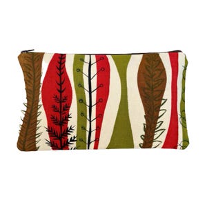 Zipper Pouch - Vintage 50s Fabric Heals Coppice by Mary White