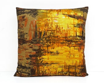 Vintage 70s Cushion Cover “Dayspring” by Francis Price Orange Yellow
