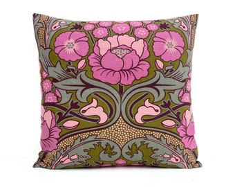 Housse de coussin Mid Century Heals design des années 70, tonnelle par David Bartle, oreiller en tissu vintage rose