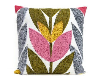 Coussin vintage des années 60 en tissu écorce