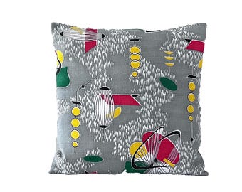 Totalement atomique ! Housse de coussin Mid-Century moderne en tissu d'écorce, coussin vintage des années 50 - RARE