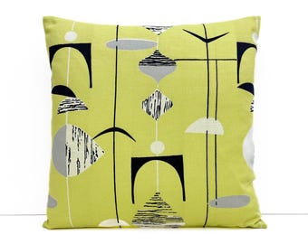 Coussin vintage en tissu des années 50 - Marion Mahler « Mobiles » pour David Whitehead