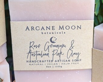 Rose Geranium & Australian Pink Clay Natural Vegan Soap