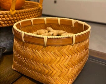 Cesta de ratán hecha a mano, cesta de ratán única, imprescindible para la cocina
