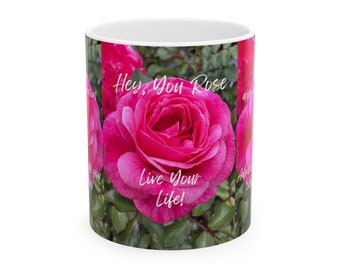 Taza de cerámica rosa rosa (C1), (11 oz, 15 oz)