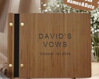 Personalized Wedding Guest Book, Engraved Rustic Guestbook, Wedding Memory Album, Bride & Groom Keepsake, Reception Sign-In Book