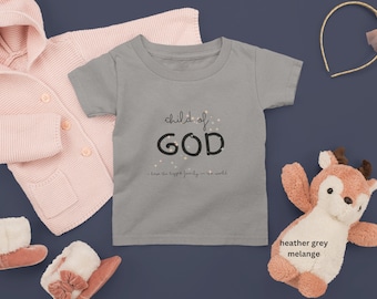 Baby / Kleinkind T-Shirt, Child of God, Sternchen, christlicher Glaube, Bibelvers Mädchen, Geschenk Geburt, Schwestern