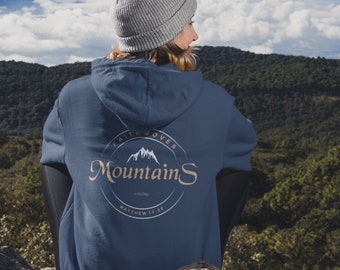 Unisex College Hoodie FAITH MOVES MOUNTAINS, College Style, super nice, Joy & Faith, gift, warm and cozy Matthew 17,20